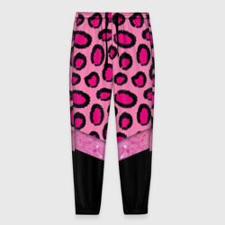 Мужские брюки 3D Розовый леопард и блестки принт