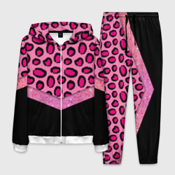 Мужской костюм 3D Розовый леопард и блестки принт
