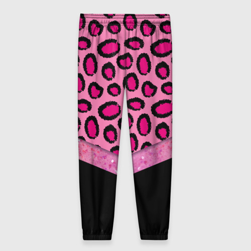 Женские брюки 3D Розовый леопард и блестки принт, цвет 3D печать - фото 2
