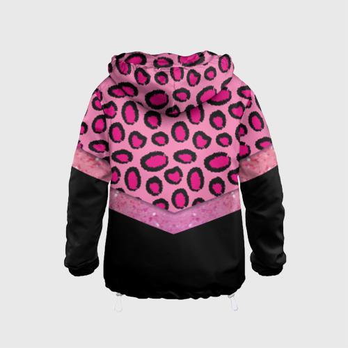 Детская ветровка 3D с принтом Розовый леопард и блестки принт, вид сзади #1