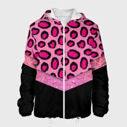 Мужская куртка 3D Розовый леопард и блестки принт