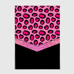Постер Розовый леопард и блестки принт