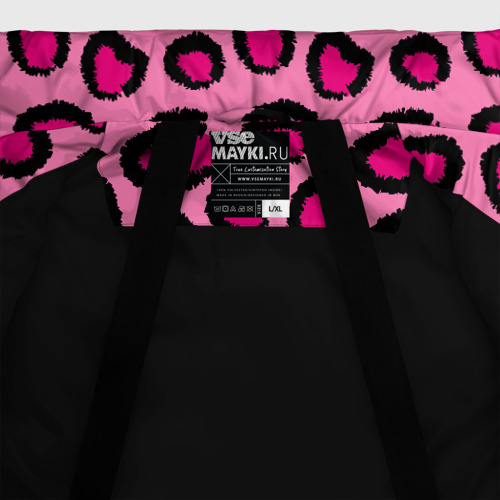 Мужская зимняя куртка 3D Розовый леопард и блестки принт, цвет черный - фото 7