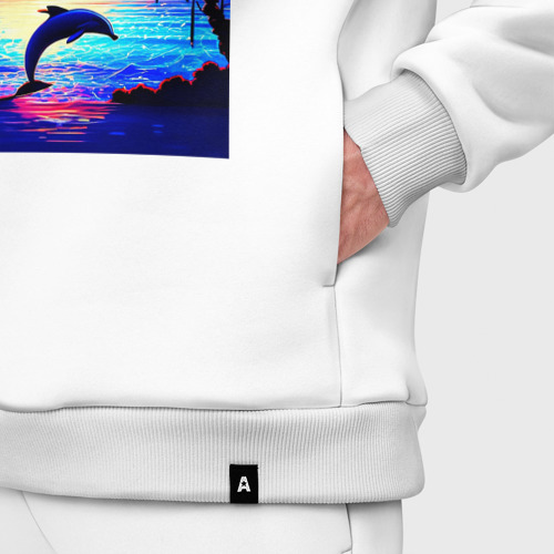 Мужской костюм oversize хлопок с принтом Дельфин в закате, фото #4