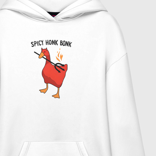 Худи SuperOversize хлопок Spicy honk bonk - Untitled Goose Game, цвет белый - фото 3