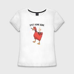 Женская футболка хлопок Slim Spicy honk bonk - Untitled Goose Game