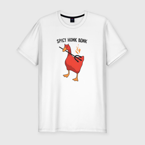 Мужская футболка хлопок Slim Spicy honk bonk - Untitled Goose Game, цвет белый