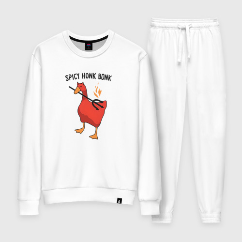 Женский костюм хлопок Spicy honk bonk - Untitled Goose Game, цвет белый