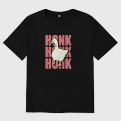 Женская футболка хлопок Oversize Гусь с ножом - Untitled Goose Game