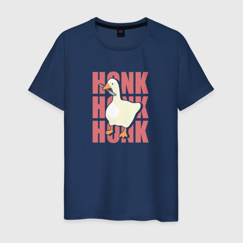 Мужская футболка из хлопка с принтом Гусь с ножом — Untitled Goose Game, вид спереди №1