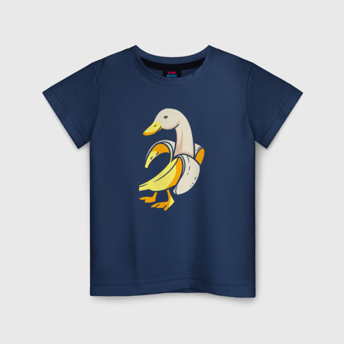 Детская футболка хлопок Банановый гусь, цвет темно-синий
