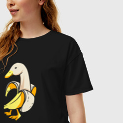 Женская футболка хлопок Oversize Банановый гусь - фото 2