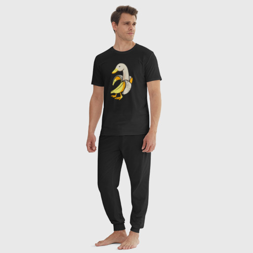 Мужская пижама хлопок Банановый гусь, цвет черный - фото 5