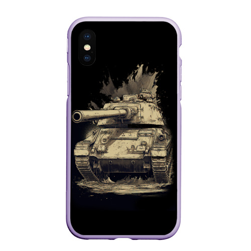 Чехол для iPhone XS Max матовый Русский  танк т54, цвет светло-сиреневый