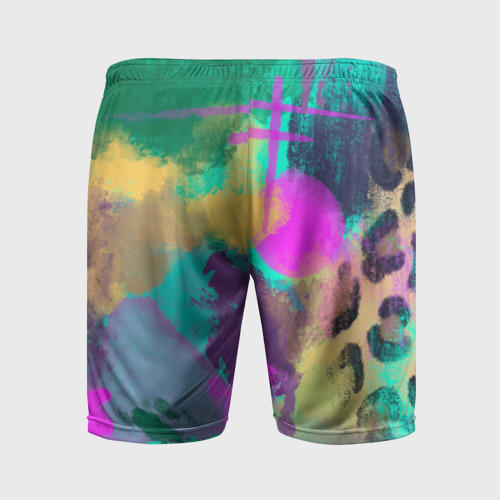 Мужские шорты спортивные Пятна краски и леопардовая шкура абстракция, цвет 3D печать - фото 2