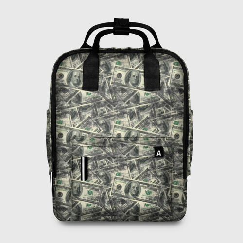 Женский рюкзак 3D с принтом Американские доллары, вид спереди #2