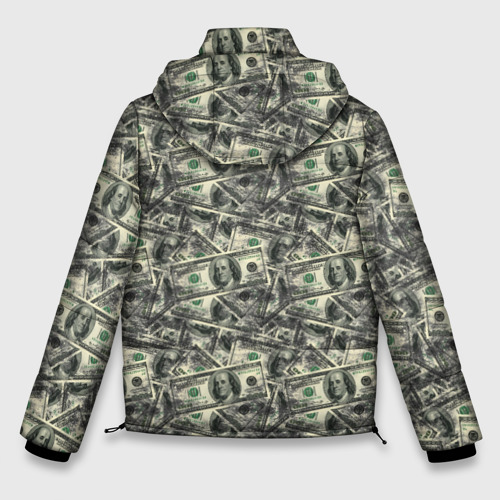 Мужская зимняя куртка 3D с принтом Американские доллары, вид сзади #1