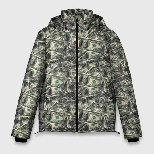 Мужская зимняя куртка 3D с принтом Американские доллары, вид спереди #2