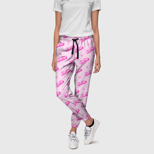 Женские брюки 3D Паттерн - Барби и сердечки, цвет 3D печать - фото 3