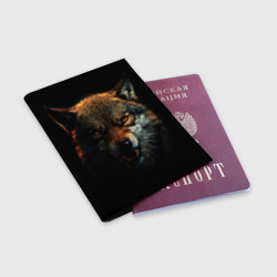 Обложка для паспорта матовая кожа Оскал дикого волка - фото 2