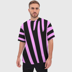 Мужская футболка oversize 3D Полосы розовой зебры - фото 2
