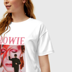 Женская футболка хлопок Oversize David Bowie '90 Aladdin Sane - фото 2
