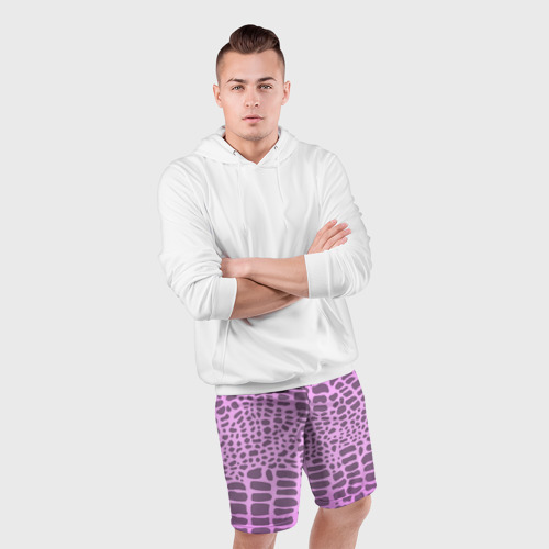 Мужские шорты спортивные Розовая рептилия, цвет 3D печать - фото 5