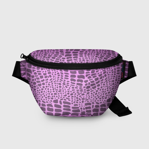 Поясная сумка 3D с принтом Розовая рептилия, вид спереди #2