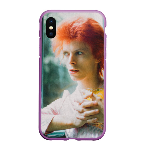 Чехол для iPhone XS Max матовый David Bowie in Haddon Hall, цвет фиолетовый