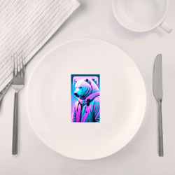 Набор: тарелка + кружка Белый медведь - неоновое свечение - фото 2