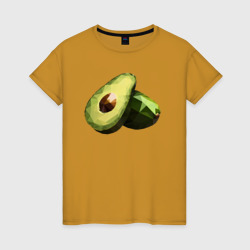 Авокадо в стиле LOW poly – Женская футболка хлопок с принтом купить со скидкой в -20%