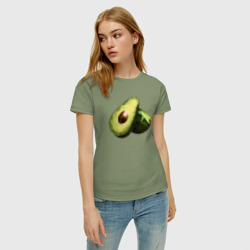 Женская футболка хлопок Авокадо в стиле LOW poly - фото 2