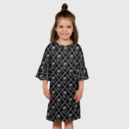 Детское платье 3D Черепа и кости - чёрный, цвет 3D печать - фото 4