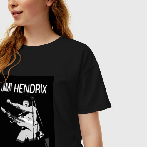 Женская футболка хлопок Oversize Tribute to Jimi Hendrix, цвет черный - фото 3