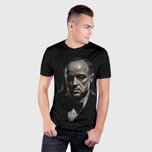 Мужская футболка 3D Slim с принтом Дон Вито  Корлеоне, фото на моделе #1
