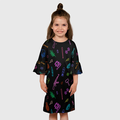 Детское платье 3D Оружие - цветной на чёрном, цвет 3D печать - фото 4