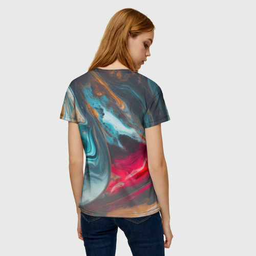 Женская футболка 3D с принтом Палитра масло, вид сзади #2