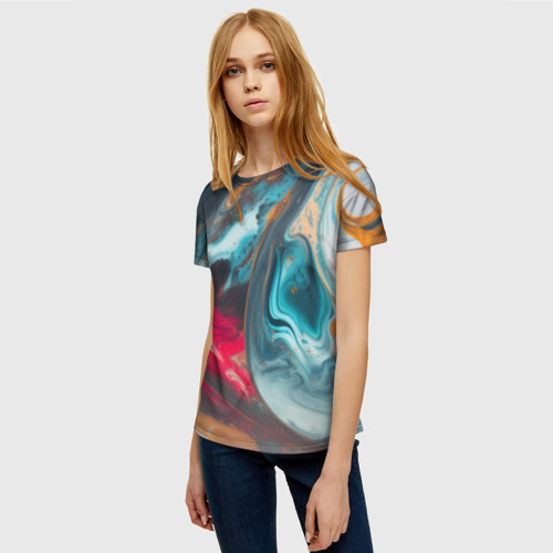 Женская футболка 3D с принтом Палитра масло, фото на моделе #1