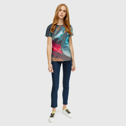 Женская футболка 3D с принтом Палитра масло, вид сбоку #3