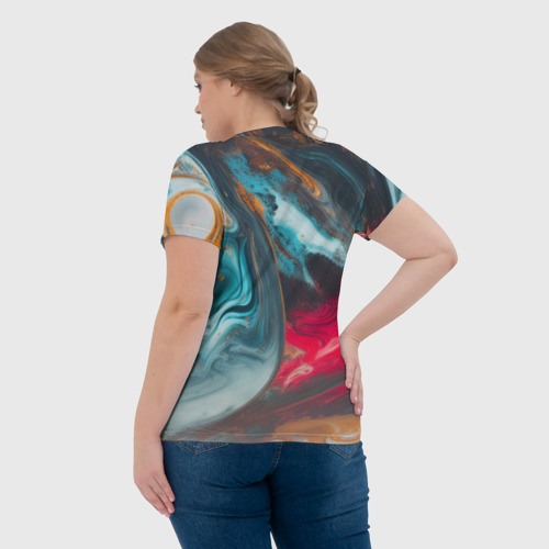Женская футболка 3D с принтом Палитра масло, вид сзади #2