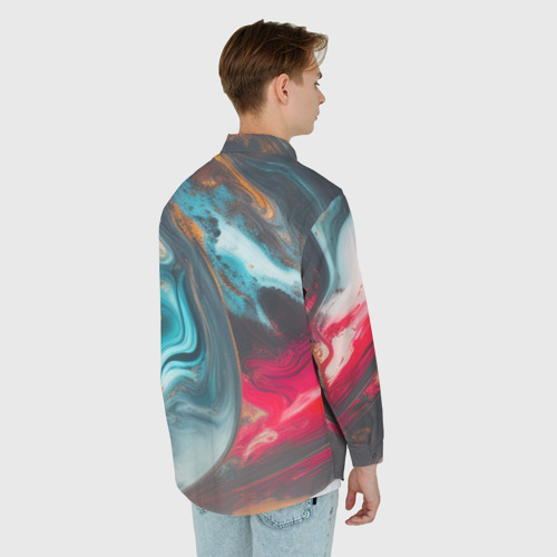 Мужская рубашка oversize 3D с принтом Палитра масло, вид сзади #2