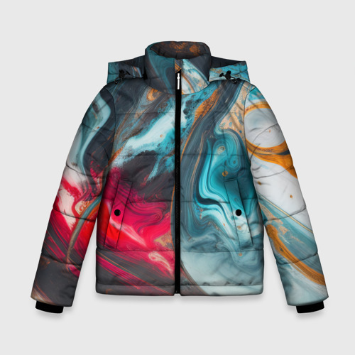 Зимняя куртка для мальчиков 3D с принтом Палитра масло, вид спереди #2