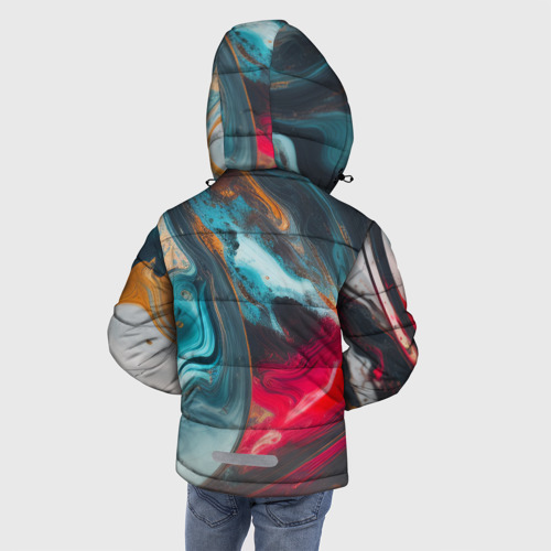 Зимняя куртка для мальчиков 3D с принтом Палитра масло, вид сзади #2