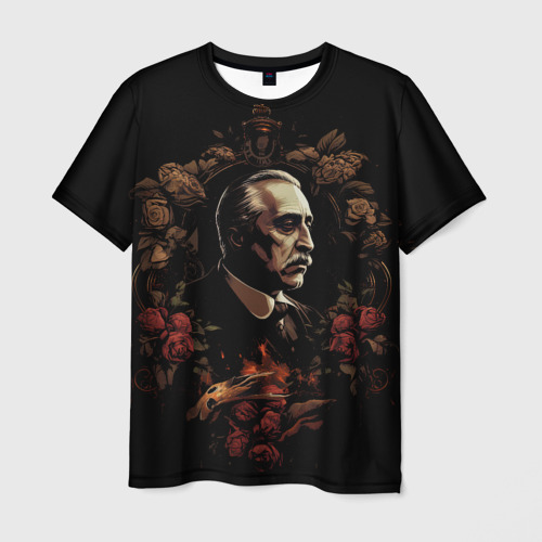 Мужская футболка с принтом Портрет Дон Вито Корлеоне, вид спереди №1