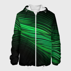 Мужская куртка 3D Green  neon  lines