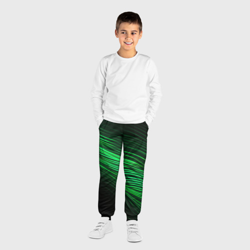 Детские брюки 3D Green  neon  lines, цвет 3D печать - фото 4