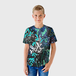 Детская футболка 3D Цветные росписи на чёрнам - фото 2