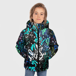 Зимняя куртка для мальчиков 3D Цветные росписи на чёрнам - фото 2