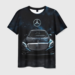 Мужская футболка 3D Mercedes Benz space background