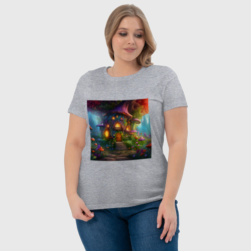 Женская футболка хлопок Волшебный домик фей, цвет меланж - фото 6